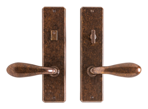 Hammered Privacy Set - Passage Spring Latch E30410-E30410-PASSSL in Silicon Bronze Brushed