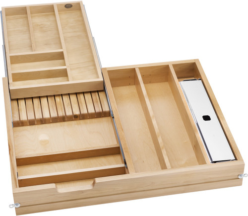 Rev-A-Shelf - 4WTCD-15SC-1 - Small Double Tiered Cutlery Drawer with  Soft-Close Slides,Natural