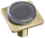 Geometric Geomtric Round Slate Grey on Square Satin Brass Knob M-1301-SB