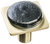 Geometric Geomtric Round Irid Black on Square Satin Brass Knob M-1302-SB