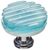 Texture Reed Light Aqua Round Knob with Polished Chrome Base R-801-PC