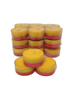 Handmade Organic Irie Vibes scented red, green and gold Soy Wax Tea light Candles pack 12 12.6 Bear Natural Organics
