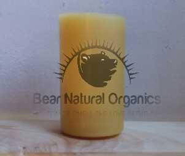 Organic Beeswax Pillar Candle Golden Yellow Aromatherapy Set of 3