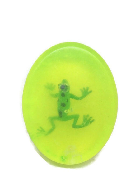 Bear Natural Organics Clear Kids Face and Body Soap Bar with Frog Toy inside Fruit Loop Scented 4 oz