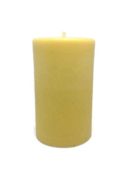 Bear Natural Organics Pure Organic Natural Handmade  Golden Yellow Honey 100 % Beeswax Pillar Candle 3" x 3" . 