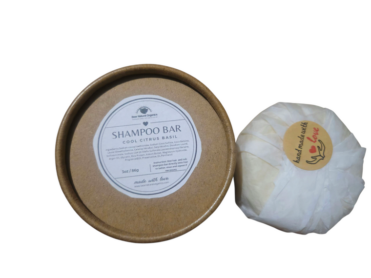 Shampoo bar in a kraft conatiner