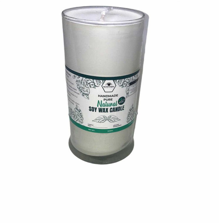 Unscented Natural Kosher Soy Wax Glass 3 " x 6" Pillar Candle 27.4 Bear Natural Organics