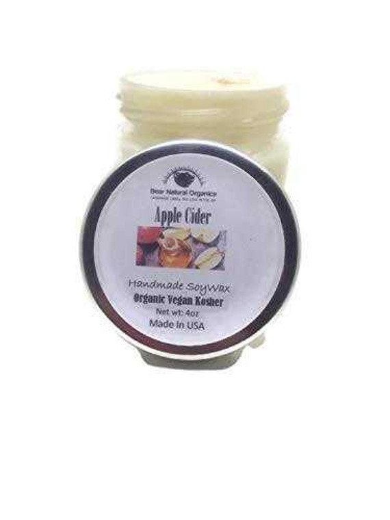 Apple Cider Scented 100% All Natural Soy Wax Dye Free Candle 6 Ounce 14.99 Bear Natural Organics