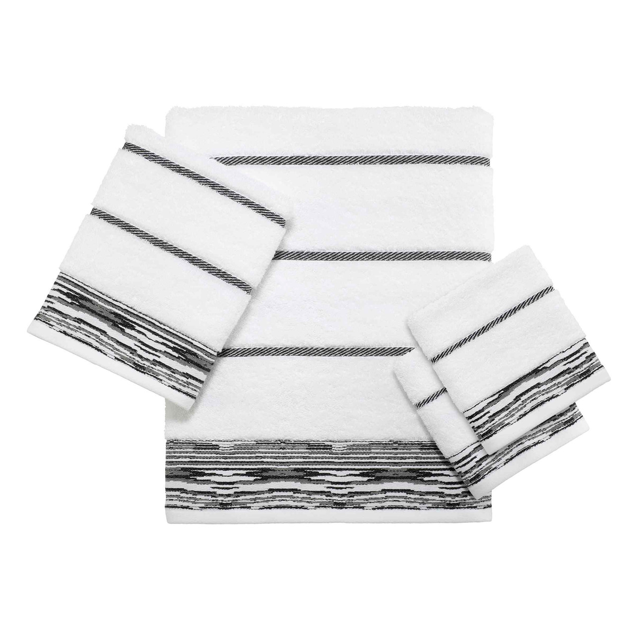 Nicole Miller Sydney White/Black Towel Collection - Avanti Linens