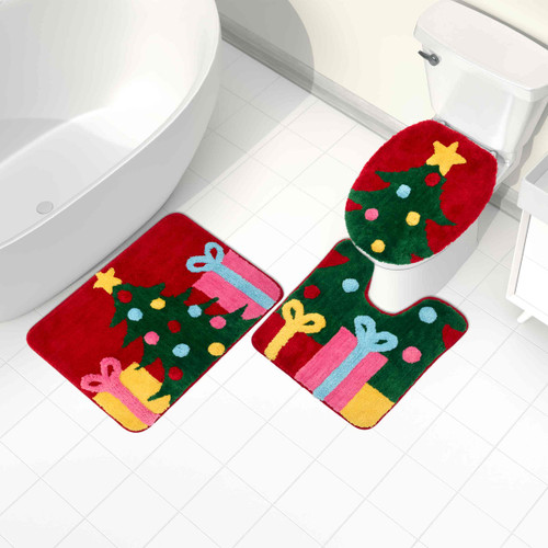 Chrismas Tree 3-Piece Contour Rug Set
