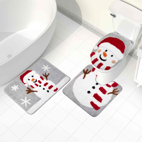 Snowman Flake 3-Piece Contour Rug Set