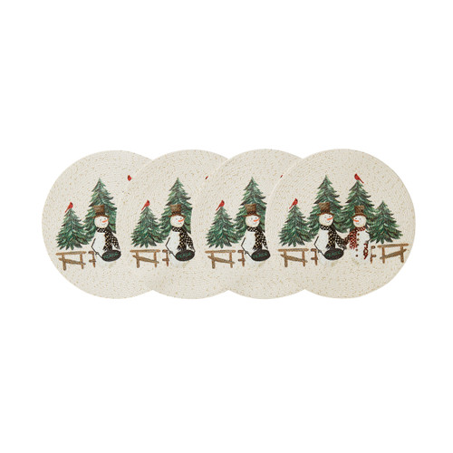 Country Snowman 4-Pack Round Placemat Set