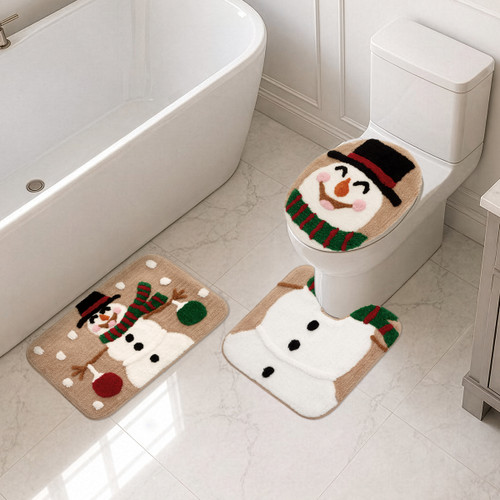 Mr. Snowman 3-Piece Contour Rug Set