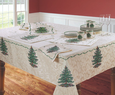 Spode Christmas Tree® Printed Kitchen towel 3 pack, Ivory w/ Green