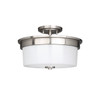 Craydon 2-Light Semi-Flush Mount/Convertible Pendant, 2-Light, Frosted White Glass, Brushed Nickel/Black/Aged Brass
