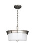 Craydon 2-Light Semi-Flush Mount/Convertible Pendant, Frosted White Glass, Brushed Nickel/Black/Aged Brass Finish