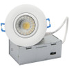 LED 3" Round Gimbal Downlight, 8W, 120V, 600 lm, 27K/30K/35K/40K/50K CCT Selectable, 90 CRI, White Finish, ETL Listed Wet Location