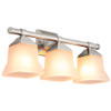 Bath Vanity Fixture, 3-Light, Brushed Nickel, Frosted Glass