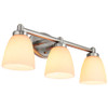 Sunlite Bath Vanity Fixture, Surface Mount, 3-Light, E26 Base, Brushed Nickel, White Glass