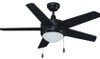 Mirage II 5-Blade Ceiling Fan with Integrated LED Light Kit, 44" Sweep, 16W, 120V, 3000K, 90 CRI, Dimmable