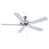 Sweep 52" Ceiling Fan, 52" Sweep, Alabaster White, Matte White and Grey Oak Reversible Blades, Pull Chain, 120V