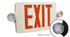 Exit & Emergency Combo, Universal Single/Double Face, Red Letters, White Housing, Remote Capacity