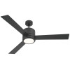 52in Ceiling Fan and Light, 3-Blade, 3000K, Black Finish