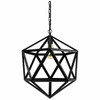 Hexagon Satin Black Finish Vintage-Style Pendant Fixture, Industrial Design, Adjustable Cord