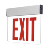 Edge-Lit Exit Sign, Red Letters, Clear Finish, Aluminum Housing