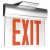 Economy Plastic Edgelit Exit Sign, Green Letters, Mirror Panel, Battery Backup