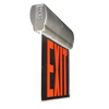 Economy Plastic Edgelit Exit Sign, Green Letters, Mirror Panel, Battery Backup