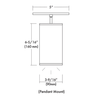 3" LED Cylinder, Pendant Mount, Swivel Mount Pendant, 13W, 80 CRI, 3000K, LED DoB, TRIAC/ELV Dimming, White
