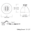 12" Non-IC Architectural Down Light Retrokit, 22W, 2200lm, 2700K, 3000K, 3500K, 4000K, Haze Clear or White Painted Reflector