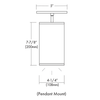 4" Square LED Pendant Mount Cylinder, 27W, 90 CRI, 3000K-4000K, 0-10V Dimming