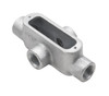 Garvin Industries Rigid Conduit Body, X Type, Threaded, Malleable Iron, 3/4" Hub, Zinc Plated, Aluminum Enameled
