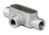 Garvin Industries T Type Form 7 Rigid Conduit Body, 4 Inch, 3 Hubs, 250 MCM Max Wire, 231 in³ Volume, Zinc Plated Gray Iron