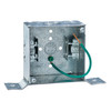 Garvin Industries 4" Square Box, MC Clamp, Flat Bracket, 2-1/8" Deep, Eccentric Knockouts