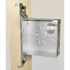 Garvin Industries 4" Square Bracketed Box, 1-1/2" Deep, Welded, With Conduit Knockouts, Vertical Wood Spike Bracket