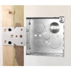 Garvin Industries 4" Square Bracketed Box, 1-1/2" Deep, Welded, With Conduit KO's, Horizontal Wood Spike Bracket