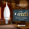 LED Filament 5 Watt CA10 Light Bulb With A Milky Finish And A Candelabra Screw E12 Base - 3000K-1800K Color Temperature, 500 Lumens - side view