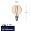 LED Filament 2.5 Watt G16 Light Bulb With A Candelabra Screw E12 Base - 2100K (Amber Light) 160 Lumens - alternate image 3