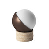 Orb Rechargeable Cordless LED Table Lamp, 3-Levels Brightness Touch Sensor Control, Travertine / Chocolate Bronze - illuminated view