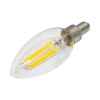 LED Filament Lamp, B10, 3000K, 5.5W, 120V, E12 Base, Clear Glass, Dimmable, Wet Rated, 4-Pack