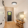 Halco Flushmount Modern Double Ring, 14", Color Selectable 2700K|3000K|3500K|4000K|5000K, Black, 120V, Triac Dimming