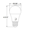 ProLED Select A19 LED Lamp, 9W, E26 Base, 90 CRI, Color Selectable 2700K-5000K, Dimmable, Title 20