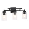 GlobaLux Everlyn 3-Light Bath Vanity, Clear Seeded Glass, Black Finish