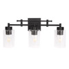 GlobaLux Everlyn 3-Light Bath Vanity, Clear Seeded Glass, Black Finish