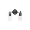 Ablo 2-Light Bath Vanity, 2-Light, Clear Glass, Brushed Nickel|Black|Aged Brass, 120V