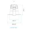 Lum-Tech LT23979 3" LED Canless Commercial Downlight, 9W/12W/15W, 900/1200/1500 lm, 2700K/3000K/3500K/4000K/5000K, 120-277V, TRIAC/0-10V Dimming, 80° Flood, CRI 90