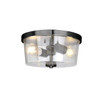 Ablo 2-Light Flush Mount, 2-Light, Clear Glass, Medium Base, 60W per Bulb, 120V, Brushed Nickel|Black|Aged Brass